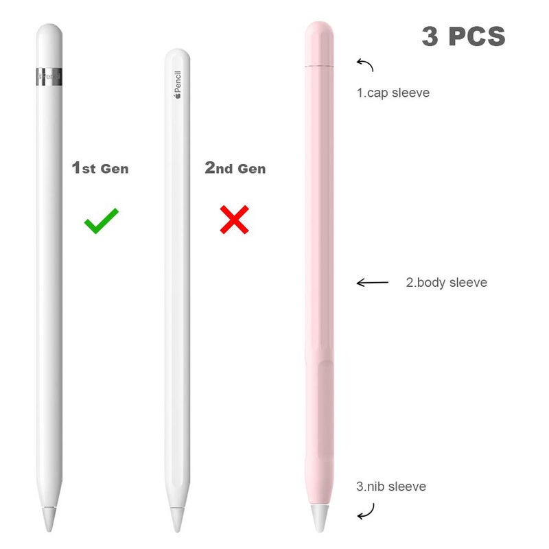 YINVA Case for Apple Pencil Grip for Apple Pencil Accessories Holder for Apple Pencil 1st Generation Cover Sleeve for Apple Pencil with Protective Nib Cover for iPad Pencil(Pink) - Image 2